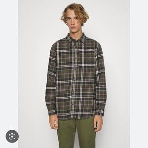 GAP [Men’s Medium] Green Plaid Mid Weight 100% Organic Cotton Flannel Shirt NWT